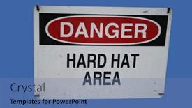  Presentation with danger - Amazing presentation design having danger hard hat area sign backdrop and a teal colored foreground