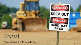  Presentation with danger - Beautiful theme featuring danger hard hat area signs backdrop and a coral colored foreground
