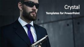  Presentation with danger - Slide deck with danger man agent with gun background and a tawny brown colored foreground