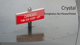  Presentation with danger - Slide set featuring danger sign in thawing ice background and a light gray colored foreground