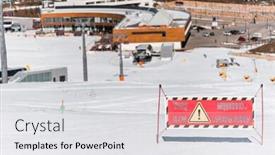  Presentation with danger - Slides having danger signs on winter skiing resort background and a white colored foreground