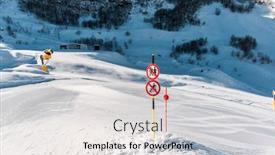  Presentation with danger - Presentation theme featuring danger sings on winter skiing resort background and a white colored foreground