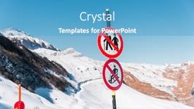  Presentation with danger - Colorful slide set enhanced with danger sings on winter skiing resort backdrop and a teal colored foreground