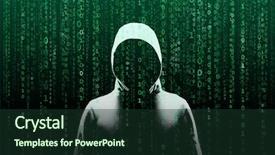  Presentation with computer viruses - Cool new slide deck with danger technology - anonymous computer hacker over abstract backdrop and a tawny brown colored foreground