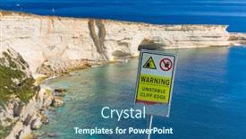  Presentation with danger - PPT theme enhanced with danger-warning-at-the-cliffs background and a ocean colored foreground