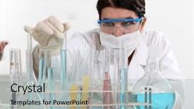  Presentation with lab - Cool new slides with danger work - scientist making analysis backdrop and a light gray colored foreground