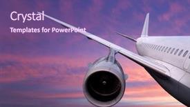 Presentation with cargo plane - Audience pleasing presentation design consisting of dangerous cargo - plane is flying at sunset backdrop and a violet colored foreground