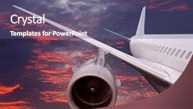  Presentation with cargo plane - Presentation featuring dangerous cargo - plane is flying at sunset background and a violet colored foreground