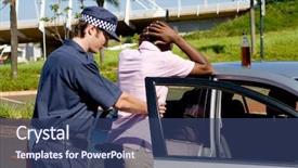  Presentation with driver - Beautiful presentation featuring police stop - dangerous drunk driver been searched backdrop and a ocean colored foreground