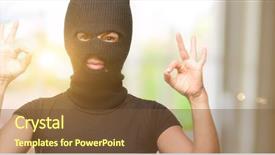  Presentation with meditation - Slides featuring dangerous goods - burglar terrorist woman wearing balaclava background and a tawny brown colored foreground