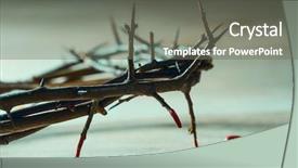  Presentation with crown thorns - Audience pleasing PPT theme consisting of dangerous goods - crown of thorns with blood backdrop and a gray colored foreground