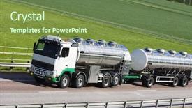  Presentation with tanker truck - Audience pleasing PPT theme consisting of dangerous goods - oil-tanker truck on highway backdrop and a tawny brown colored foreground