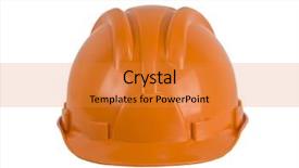  Presentation with blue orange white - Theme featuring dangerous goods - orange hard hat isolated background and a gold colored foreground