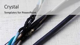  Presentation with burnt - Presentation design consisting of dangerous goods - short circuit burnt cable background and a light gray colored foreground