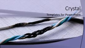  Presentation with burnt - Colorful presentation theme enhanced with dangerous goods - short circuit burnt cable backdrop and a light blue colored foreground