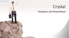  Presentation with successful person - Cool new PPT theme with dangerous goods - successful good looking business person backdrop and a sky blue colored foreground