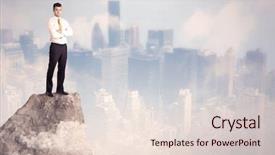  Presentation with businessman standing on mountain top - Beautiful PPT layouts featuring dangerous goods - successful good looking businessman standing backdrop and a  colored foreground