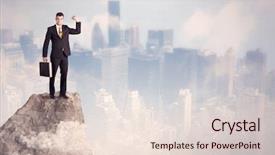  Presentation with good - Cool new presentation with dangerous goods - successful good looking businessman standing backdrop and a lemonade colored foreground