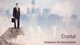  Presentation with good - Colorful slide set enhanced with dangerous goods - successful good looking businessman standing backdrop and a lemonade colored foreground