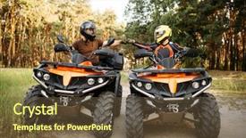  Presentation with atv - Beautiful slides featuring dangerous goods - two atv riders hits fists backdrop and a tawny brown colored foreground