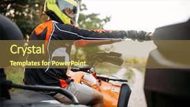  Presentation with atv - Presentation design consisting of dangerous goods - two atv riders hits fists background and a coral colored foreground