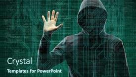  Presentation with internet security - Colorful PPT layouts enhanced with dangerous-hacker-over-abstract-digital backdrop and a ocean colored foreground