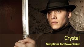  Presentation with cyber crime code on dark - Audience pleasing presentation theme consisting of dangerous man holding dagger backdrop and a tawny brown colored foreground