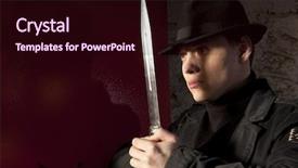  Presentation with dark - Slide deck with crime stabbing - dangerous man holding dagger background and a wine colored foreground