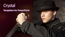  Presentation with dark - Amazing PPT layouts having dangerous man holding dagger backdrop and a wine colored foreground