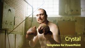  Presentation with boxer - Colorful presentation theme enhanced with dangerous sports - boxer with aggressive expression backdrop and a tawny brown colored foreground