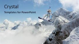  Presentation with extreme - Slide deck enhanced with dangerous sports - flying snowboarder on mountains extreme background and a light blue colored foreground