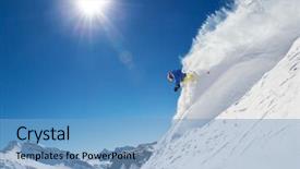  Presentation with alpine - Slides having dangerous sports - man skier running downhill background and a light blue colored foreground