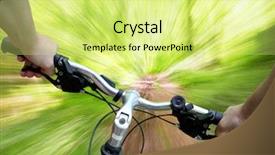  Presentation with biking - Presentation having dangerous sports - mountain biking down the trail background and a blonde colored foreground