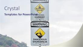  Presentation with kauai hawaii - Beautiful PPT theme featuring dangerous-surf-sign-in-kauai backdrop and a sky blue colored foreground