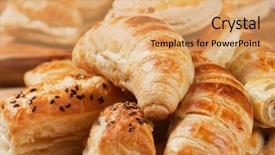  Presentation with danish pastry - Colorful presentation theme enhanced with danish - croissants sesame buns and other backdrop and a yellow colored foreground