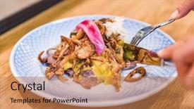  Presentation with food city - Slide set consisting of danish food smorrebrod open sandwich background and a coral colored foreground