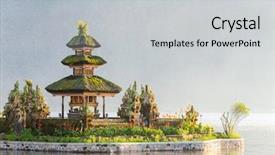  Presentation with bali temple - Presentation design featuring danu beratan temple smallest shrine background and a light gray colored foreground