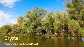  Presentation with danube delta - Theme with danube delta landscape in spring background and a tawny brown colored foreground