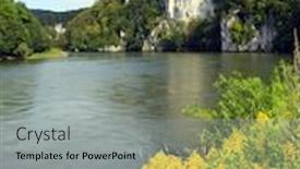  Presentation with bavaria - Theme consisting of danube gorge in weltenburg kelheim in bavaria germany background and a light gray colored foreground