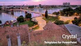  Presentation with lighting - Theme having danube river at twilight serbia background and a tawny brown colored foreground