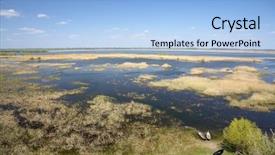  Presentation with danube delta - Beautiful presentation design featuring danubian delta landscape - parches backdrop and a light blue colored foreground