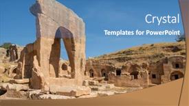  Presentation with important - Theme featuring dara-ancient-city-in-eastern background and a teal colored foreground