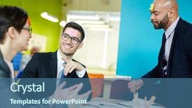  Presentation with team building - Colorful presentation theme enhanced with dare - group of young business people backdrop and a  colored foreground