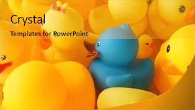  Presentation with rubber duck - Beautiful presentation theme featuring dare different - blue rubber duck surrounded backdrop and a gold colored foreground