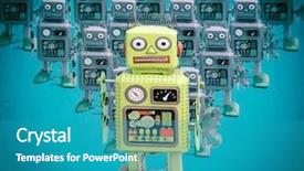  Presentation with robot - Slides having dare different - retro yellow robot leads background and a teal colored foreground
