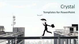  Presentation with difficulty - Theme enhanced with dare overcome - fearless businessman overcoming difficulty mixed background and a  colored foreground