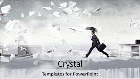  Presentation with difficulty - Colorful slide set enhanced with dare overcome - fearless businessman overcoming difficulty mixed backdrop and a  colored foreground