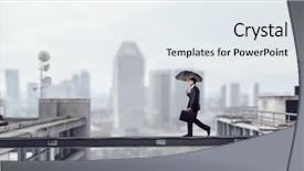  Presentation with difficulty - Cool new slide deck with dare overcome - fearless businessman overcoming difficulty mixed backdrop and a  colored foreground