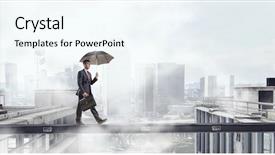  Presentation with difficulty - Audience pleasing PPT theme consisting of dare overcome - fearless businessman overcoming difficulty mixed backdrop and a cool aqua colored foreground