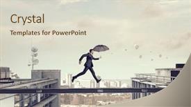  Presentation with difficulty - PPT theme enhanced with dare overcome - fearless businessman overcoming difficulty mixed background and a  colored foreground